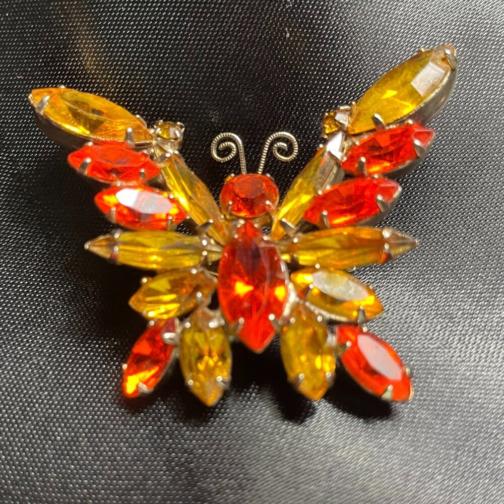 Vintage Rhinestone Butterfly Brooch